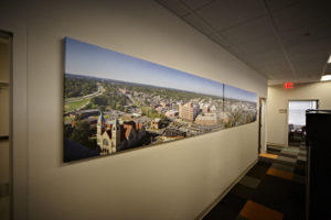 Large canvas of downtown Durham panorama in Chamber of Commerce offices